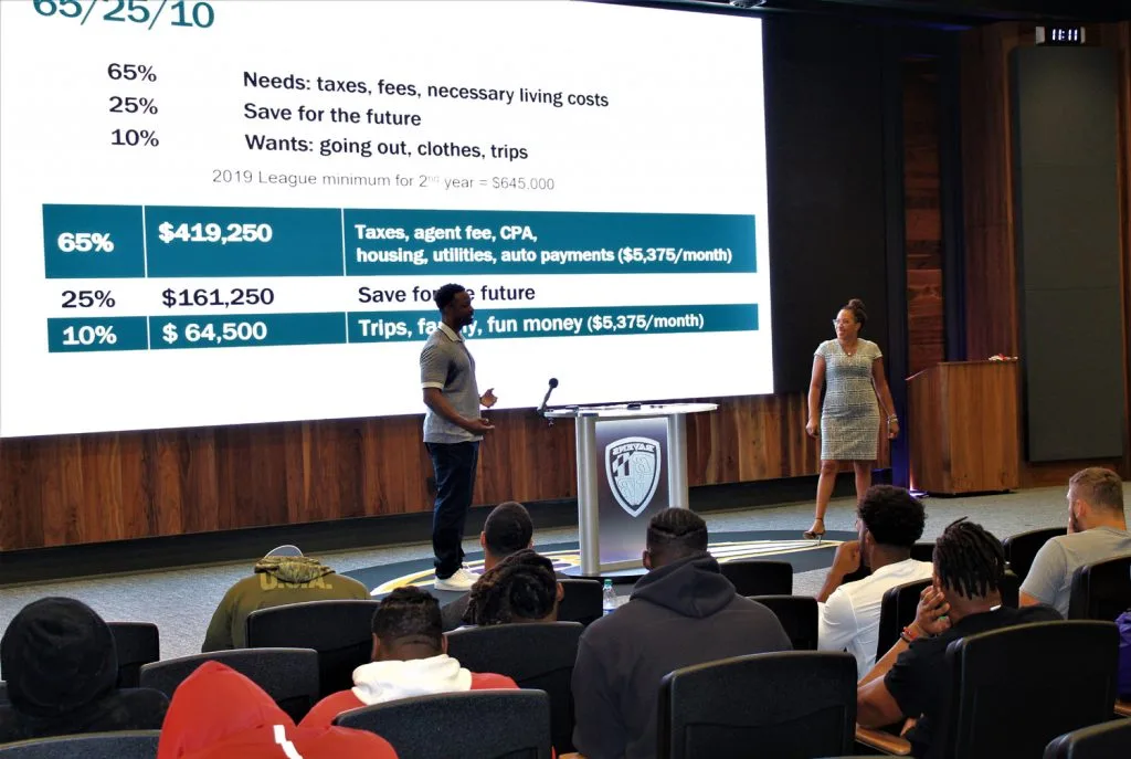 Edyoucore financial education session with Baltimore Ravens players